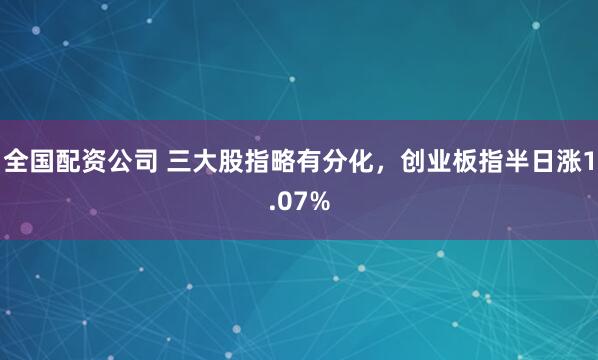全国配资公司 三大股指略有分化，创业板指半日涨1.07%
