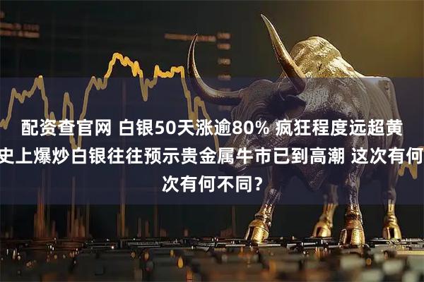 配资查官网 白银50天涨逾80% 疯狂程度远超黄金 历史上爆炒白银往往预示贵金属牛市已到高潮 这次有何不同？