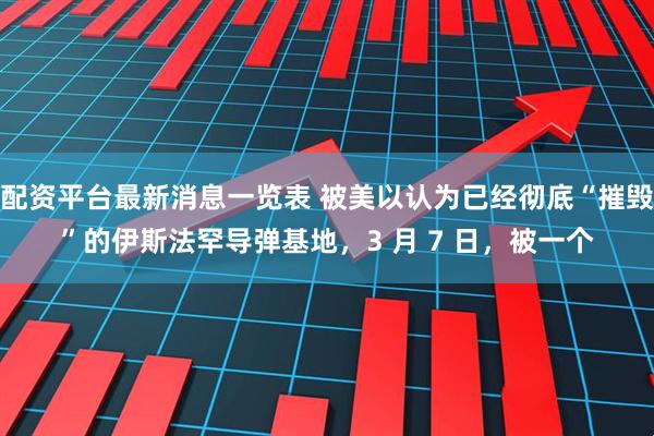 配资平台最新消息一览表 被美以认为已经彻底“摧毁”的伊斯法罕导弹基地，3 月 7 日，被一个